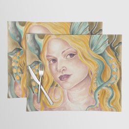 Mermaid Siren Fantasy Magic Watercolor Fine Portrait Placemat