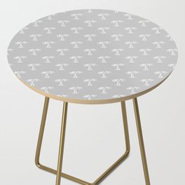 Light Grey And White Palm Trees Pattern Side Table