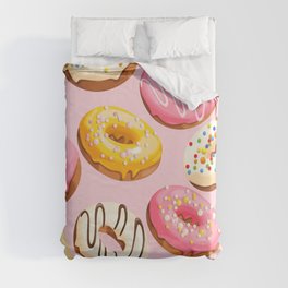 Doughnuts Pink Yellow Modern Confectionery Decor Duvet Cover
