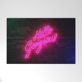 Hello Gorgeous - Neon Sign Welcome Mat