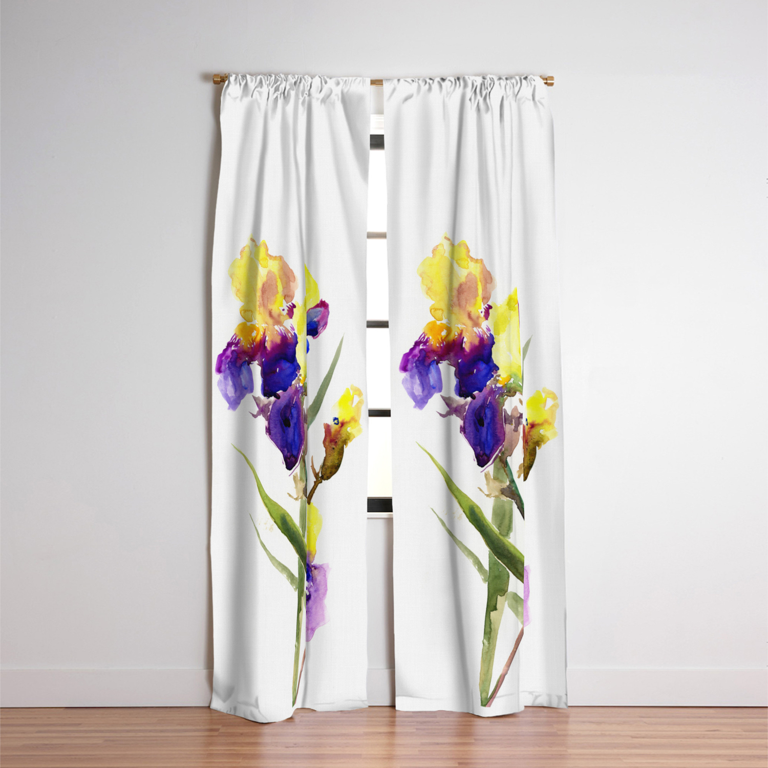 Garden Iris Floral Artwork Yellow Purple Blue Floral Design