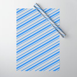 [ Thumbnail: Light Gray & Blue Colored Lined Pattern Wrapping Paper ]