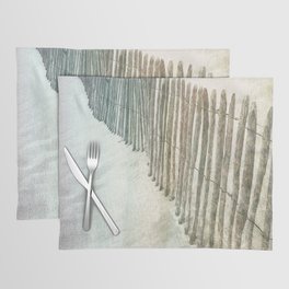 beach fence impressionism painted realistic scene Placemat