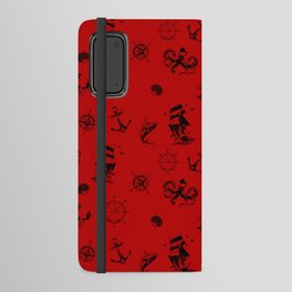 Red And Black Silhouettes Of Vintage Nautical Pattern Android Wallet Case