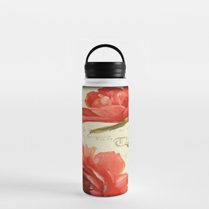 Red Camelia French shabby chic Water Bottle