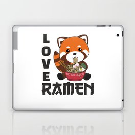 Powered By Ramen Cute Red Panda Eats Ramen Noodles Laptop Skin