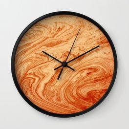 orange marbleized effect marble painting Wall Clock