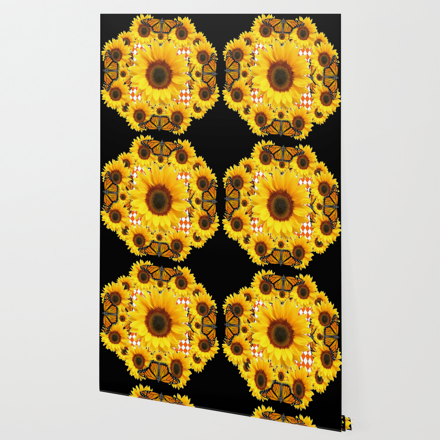 Black Monarch Butterflies Yellow Sunflowers Wallpaper By Sharlesart Society6