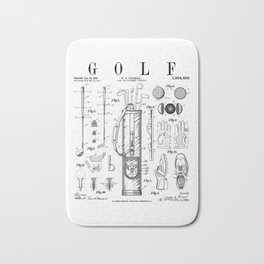 Golf Club Golfer Old Vintage Patent Drawing Print Bath Mat
