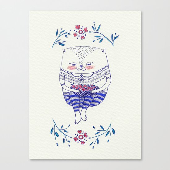 strawberry cat Canvas Print