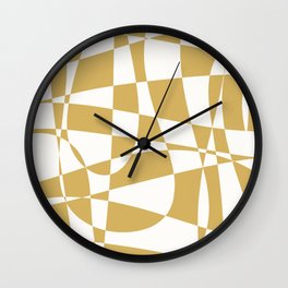 Deconstructed Harlequin Midcentury Modern Abstract Pattern in Mustard Gold Wall Clock