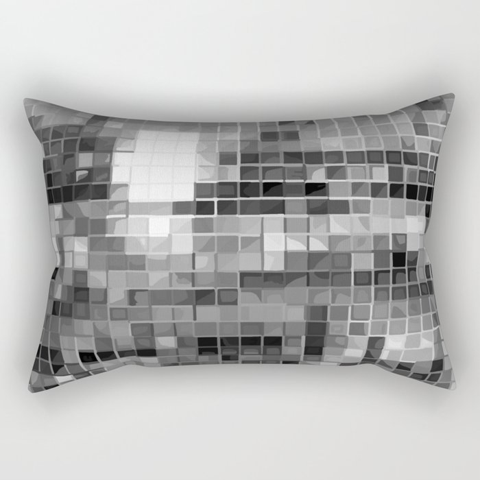 Silver Mirrored Disco Ball Pattern Rectangular Pillow