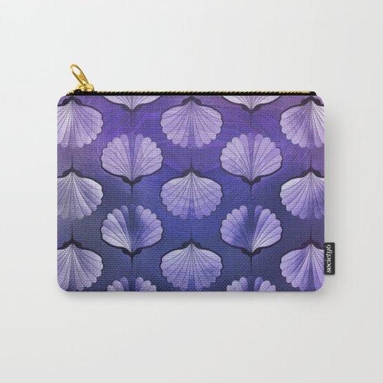 Blue sea geometric pattern texture on blurred background. Graphic illustration of seashells template Carry-All Pouch