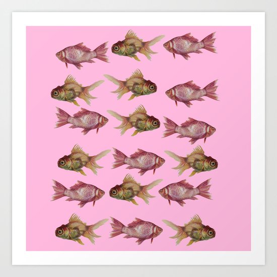 fish pink Art Print