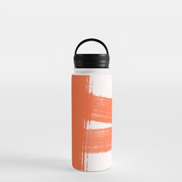Abstract Minimalist Painted Brushstrokes 1 in Orange  Water Bottle