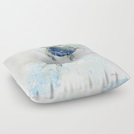Swimming Together 2 - Sea Turtle  Floor Pillow