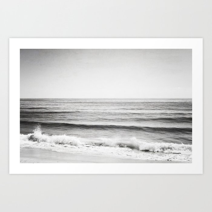 Black and White Ocean Photography, Grey Neutral Seascape Photo, Gray Sea Waves Coastal Picture Art Print