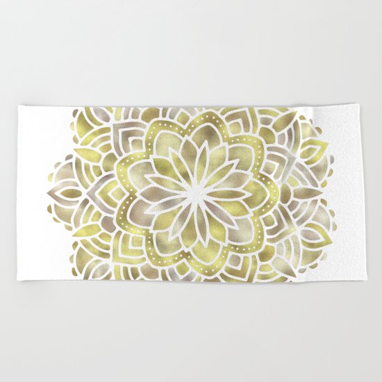 Mandala Multi Metal Yellow Gold Beach Towel