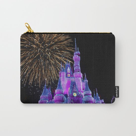 Disney Magic Kingdom Fireworks at Christmas - Cinderella Castle Carry-All Pouch