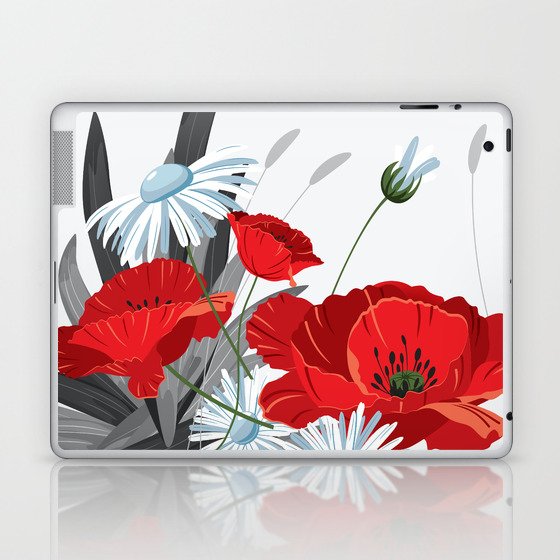 Red Flowers Laptop & iPad Skin