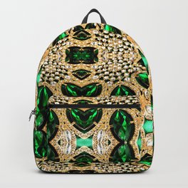 glamorous peacock colours champagne gold emerald green rhinestone Backpack