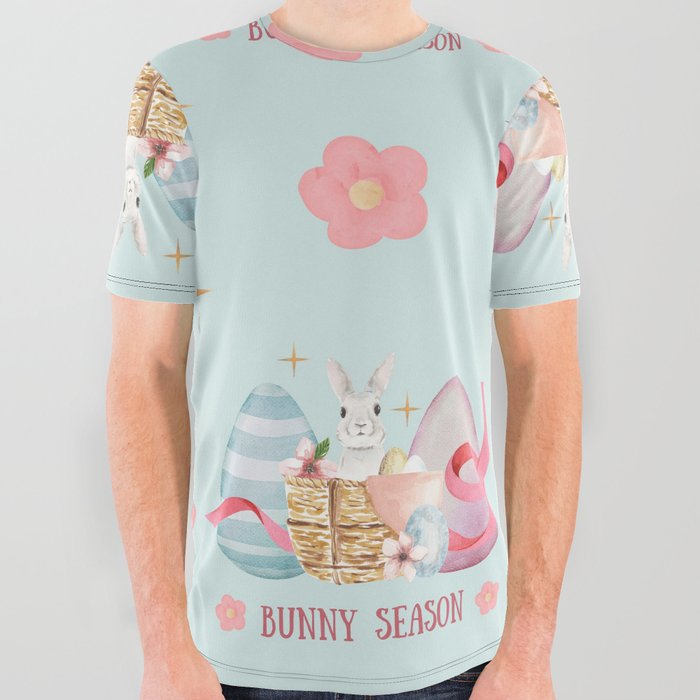 Easter Bunny In Basket Collection All Over Graphic Tee