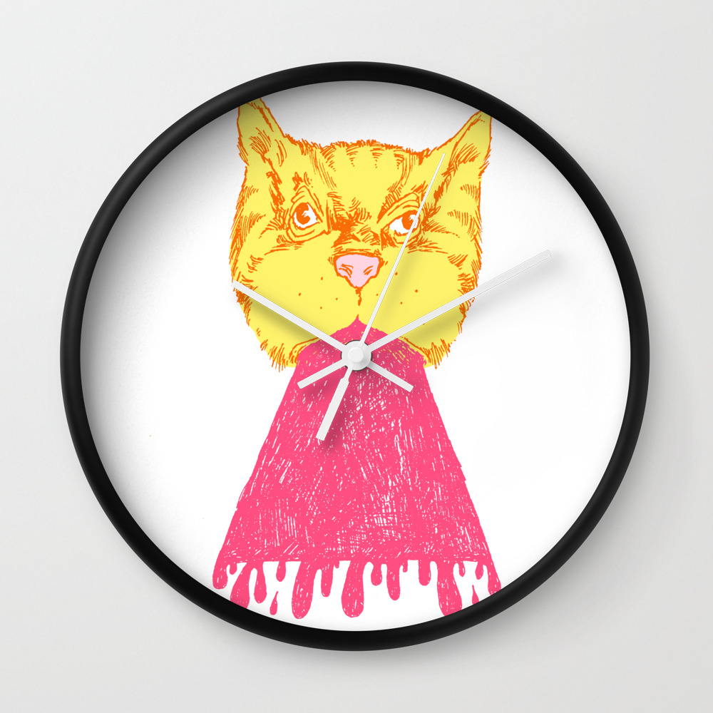 Pink Cat Vomit Wall Clock By Chaparralia Society6