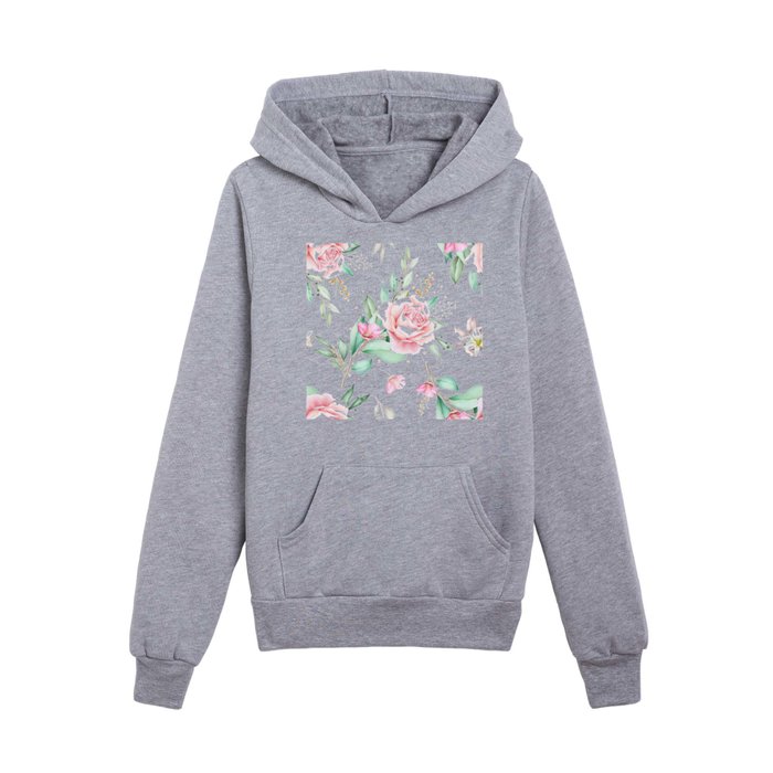 Blush Pink Rose Collection Kids Pullover Hoodie