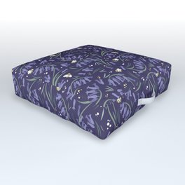 Bluebells and bumblebees - Violet Outdoor Floor Cushion