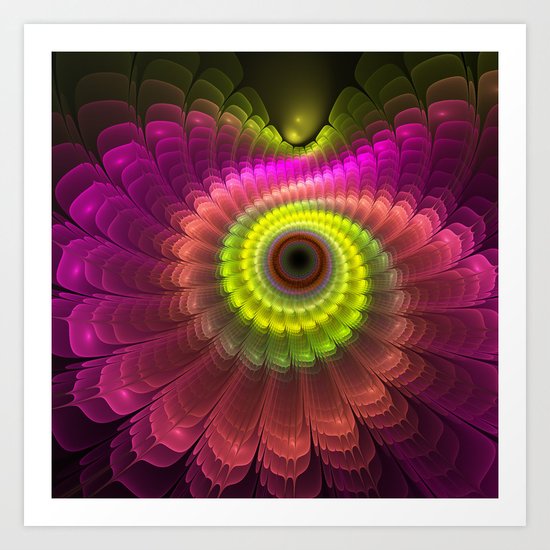 Curling up fantasy flower Art Print