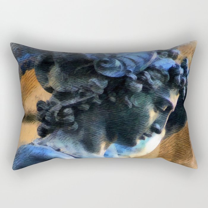 Perseus Greek Hero Statue Illustration Rectangular Pillow