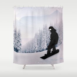 Snowboarding Shower Curtain