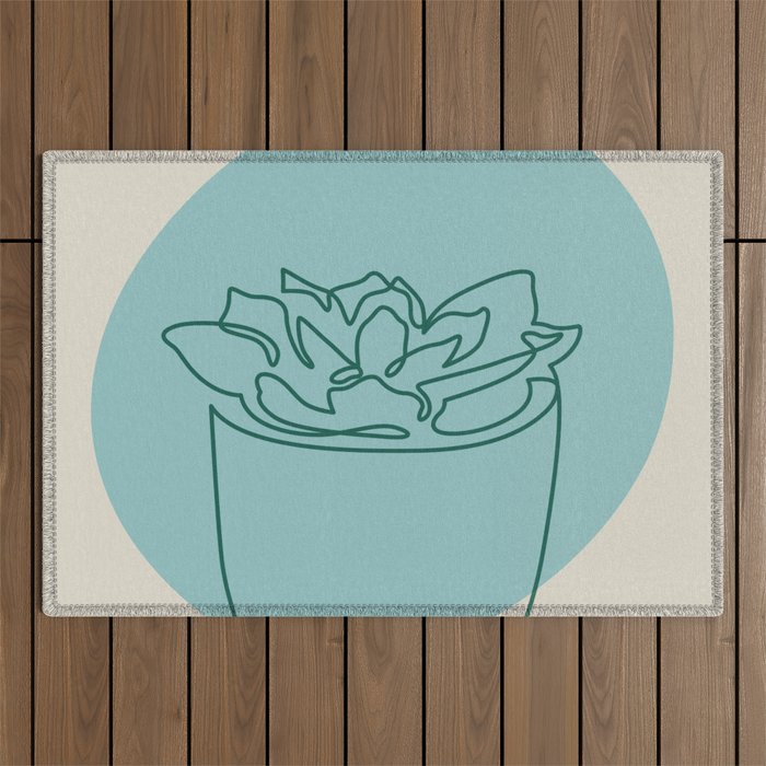 Moon And Succulent Plant Outdoor Rug