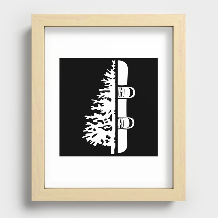 Snowboarding Tree Snowboarder Winter Recessed Framed Print