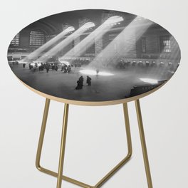New York Grand Central Train Station Terminal Black and White Photography Print Side Table