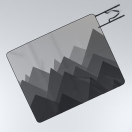 Black and White Abstract Mountains Picnic Blanket