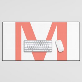 M MONOGRAM (SALMON & WHITE) Desk Mat