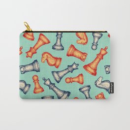 Scattered Chess Pieces (Retro Mint Palette) Carry-All Pouch