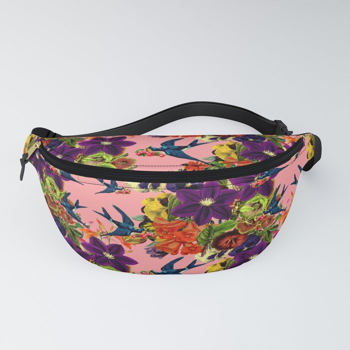 Vintage Swallow Floral Pink Fanny Pack