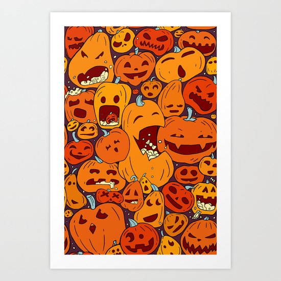 Halloween pumpkin pattern Art Print