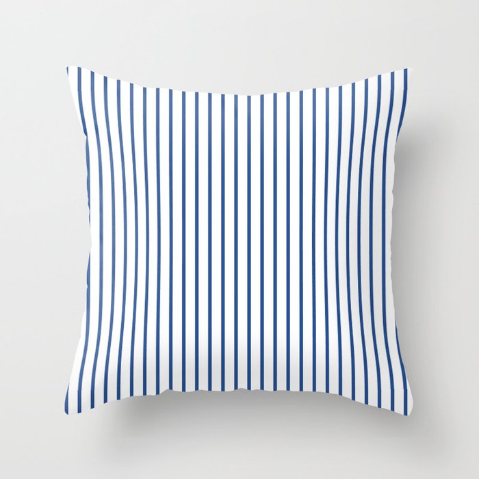 Delphinium Blue Pinstripe on White Throw Pillow