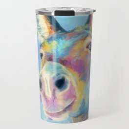 Carefree Donkey - Digital and Colorful Animal Illustration Travel Mug