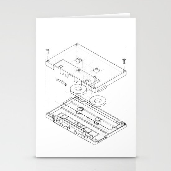 Exploded Cassette Tape Stationery Cards