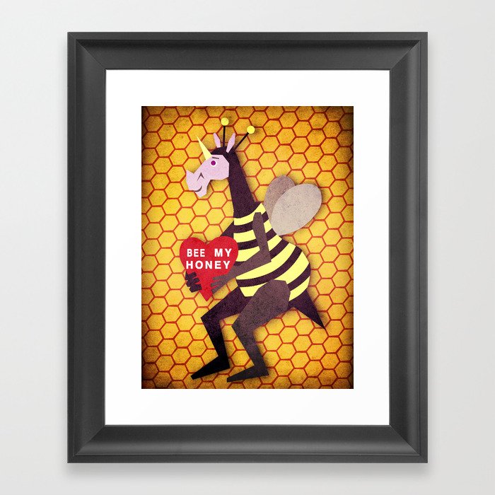 Bee My Honey Unicorn Framed Art Print