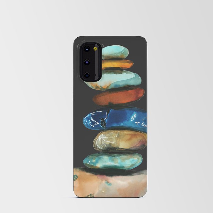 Pebbles balance, black background Android Card Case