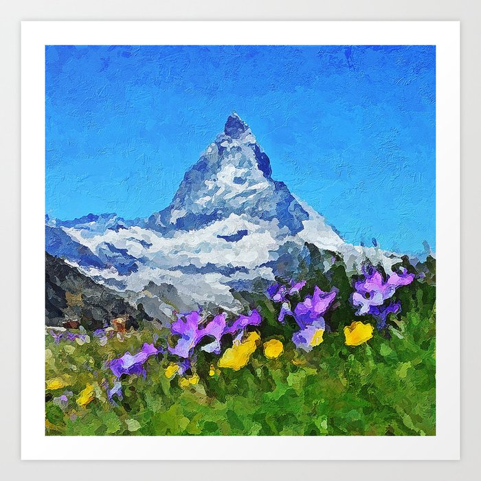 Matterhorn Acrylic Palette Knife Paint On Canvas Art Print By