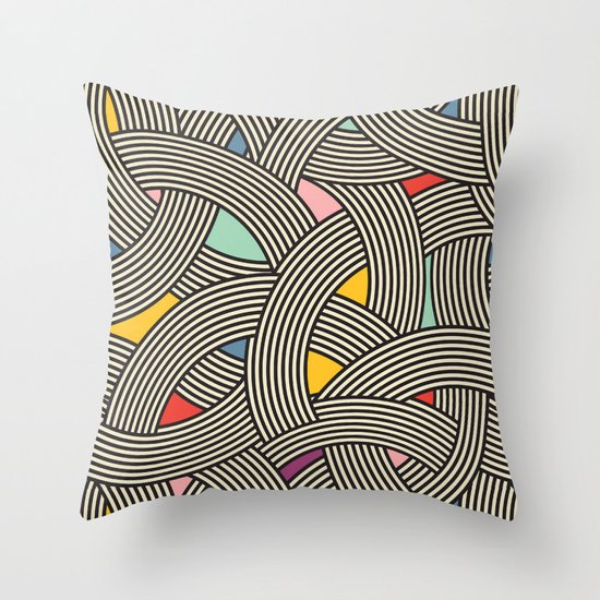 Modern Scandinavian Multi Colour Color Curve Graphic Throw Pillow by Season Of Victory Society6