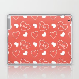 Valentines Day White Hand Drawn Hearts Laptop Skin