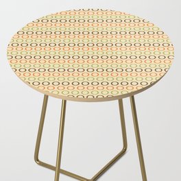 Inky Dot Stripes Minimalist Pattern in Retro 70s Cream Beige Brown Orange Green Side Table