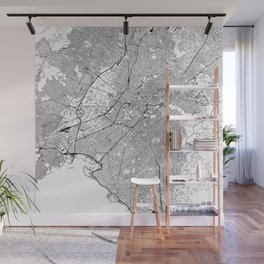 Athens White Map Wall Mural